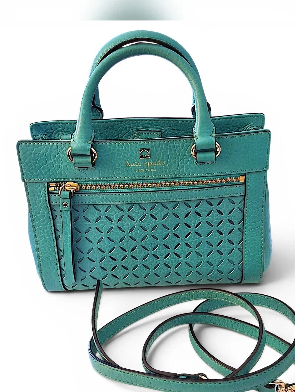 Kate Spade New York Turquoise Pebbled Leather Satchel Crossbody 💙